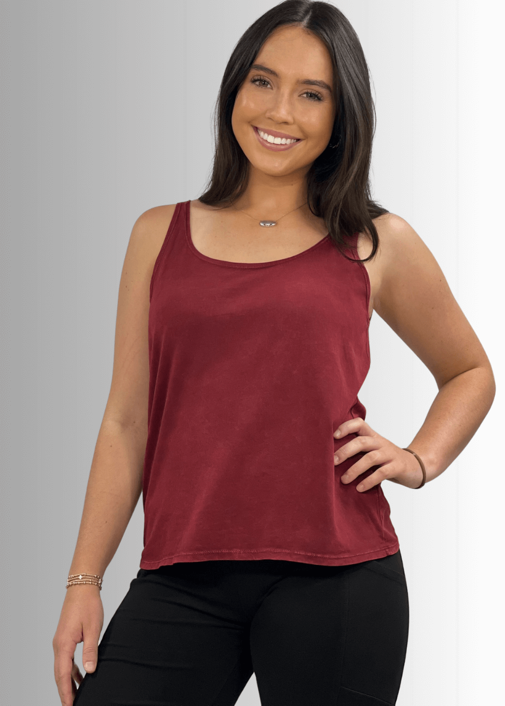 Twenty Four Seven Cotton Tank in Dark Blue Grey Denim - Comfortable and Versatile