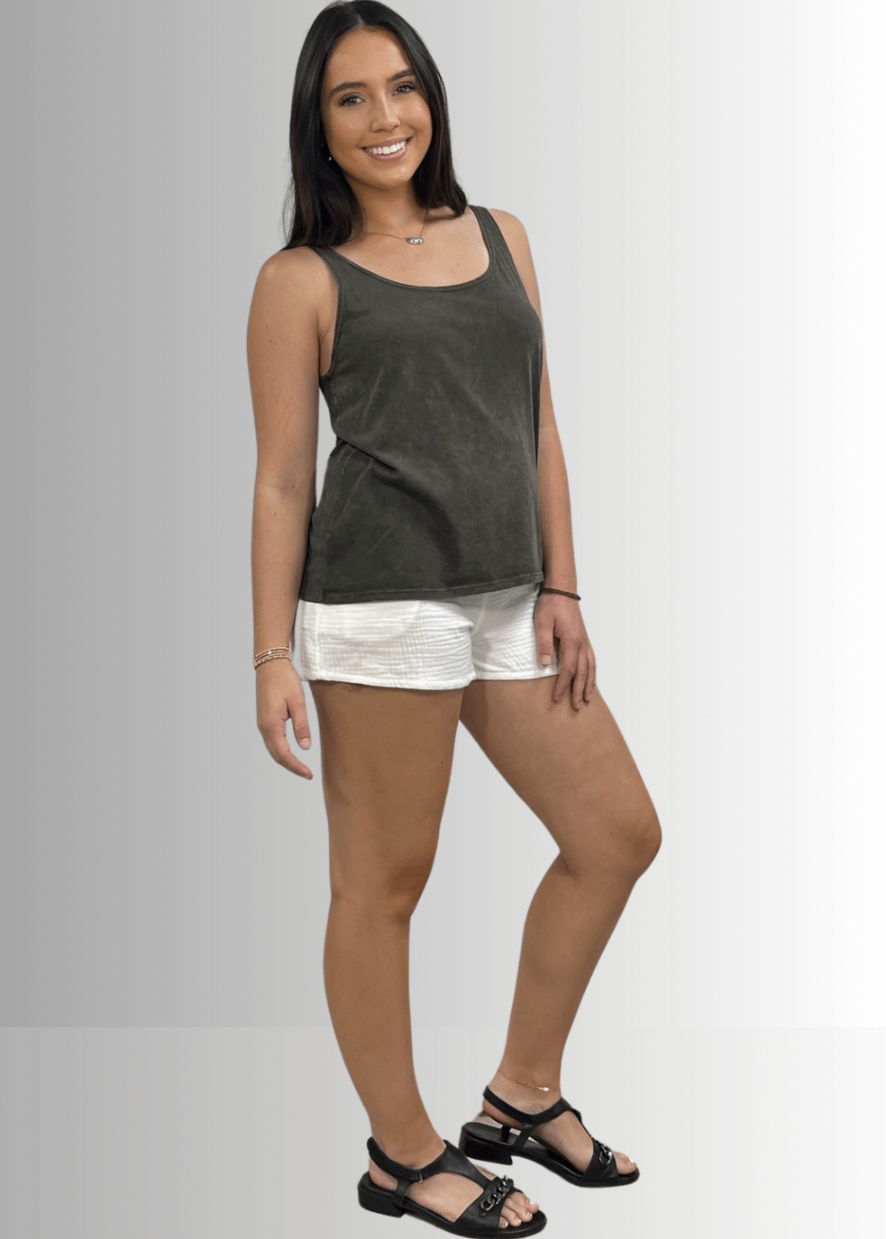 Twenty Four Seven Dark Moss Green Cotton Tank for Everyday Comfort