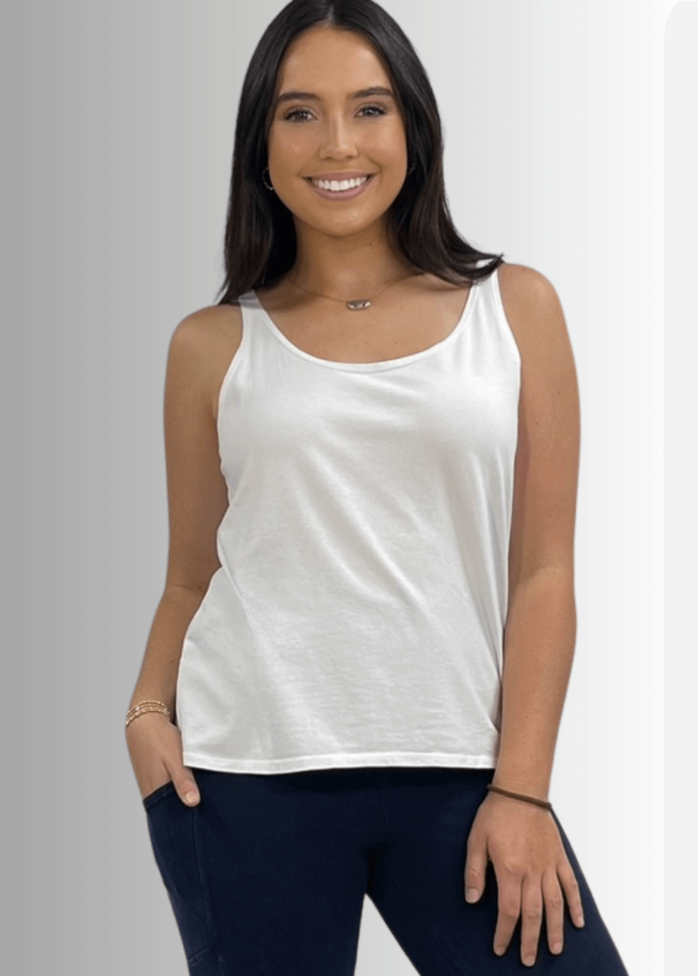 Twenty Four Seven Cotton Tank in Dark Blue Grey Denim - Comfortable and Versatile