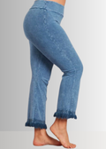 Mineral Washed Plus Size Crochet Fringe Hem Pants - RFE Marketing Ventures