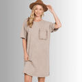 Charlee Mineral Washed Shirt Dress in Taupe for Effortless Style - RFE Marketing Ventures