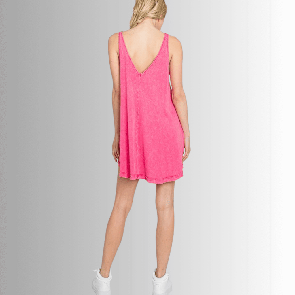 Lainey Fuchsia Ribbed Cotton Mini Dress