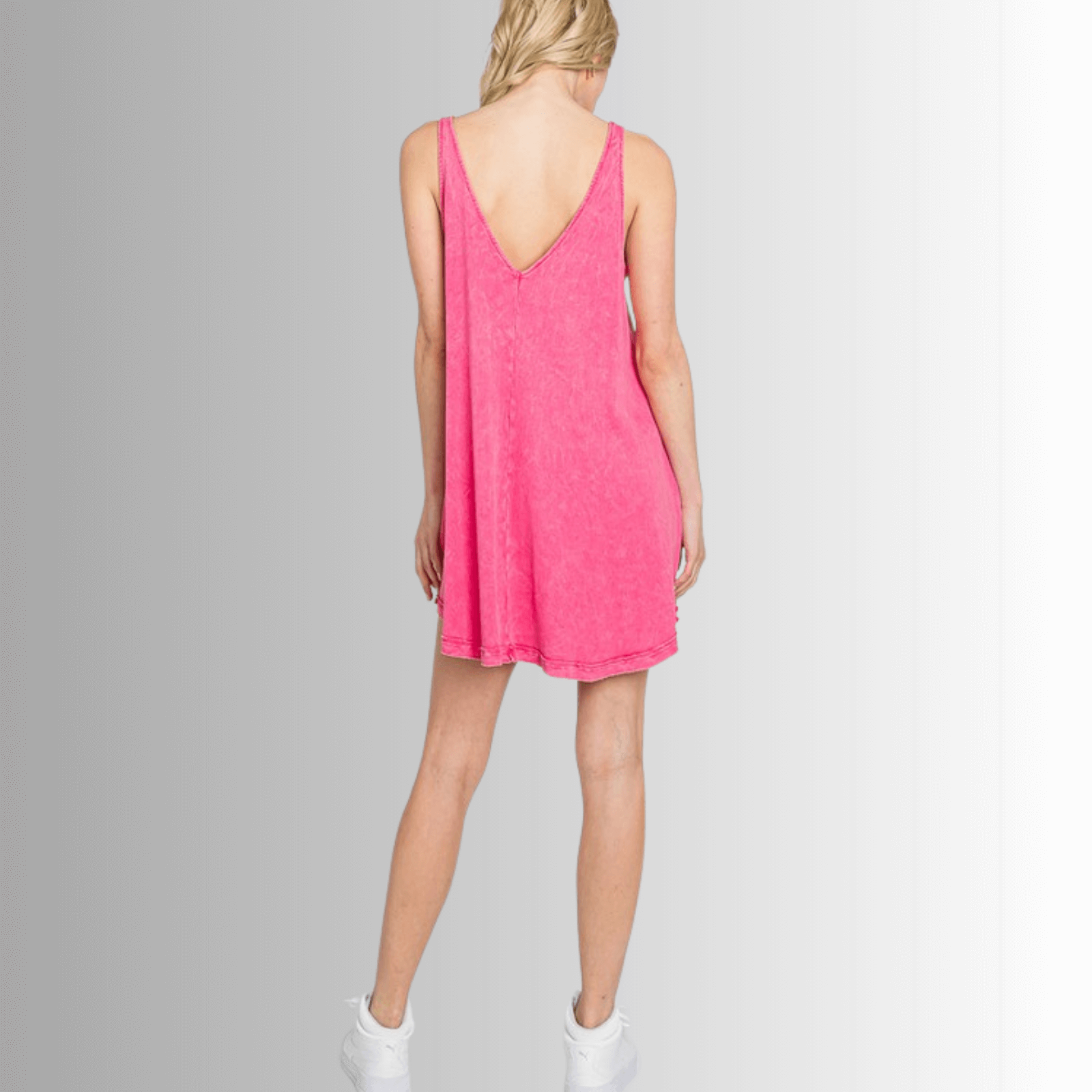 Lainey Fuchsia Ribbed Cotton Mini Dress