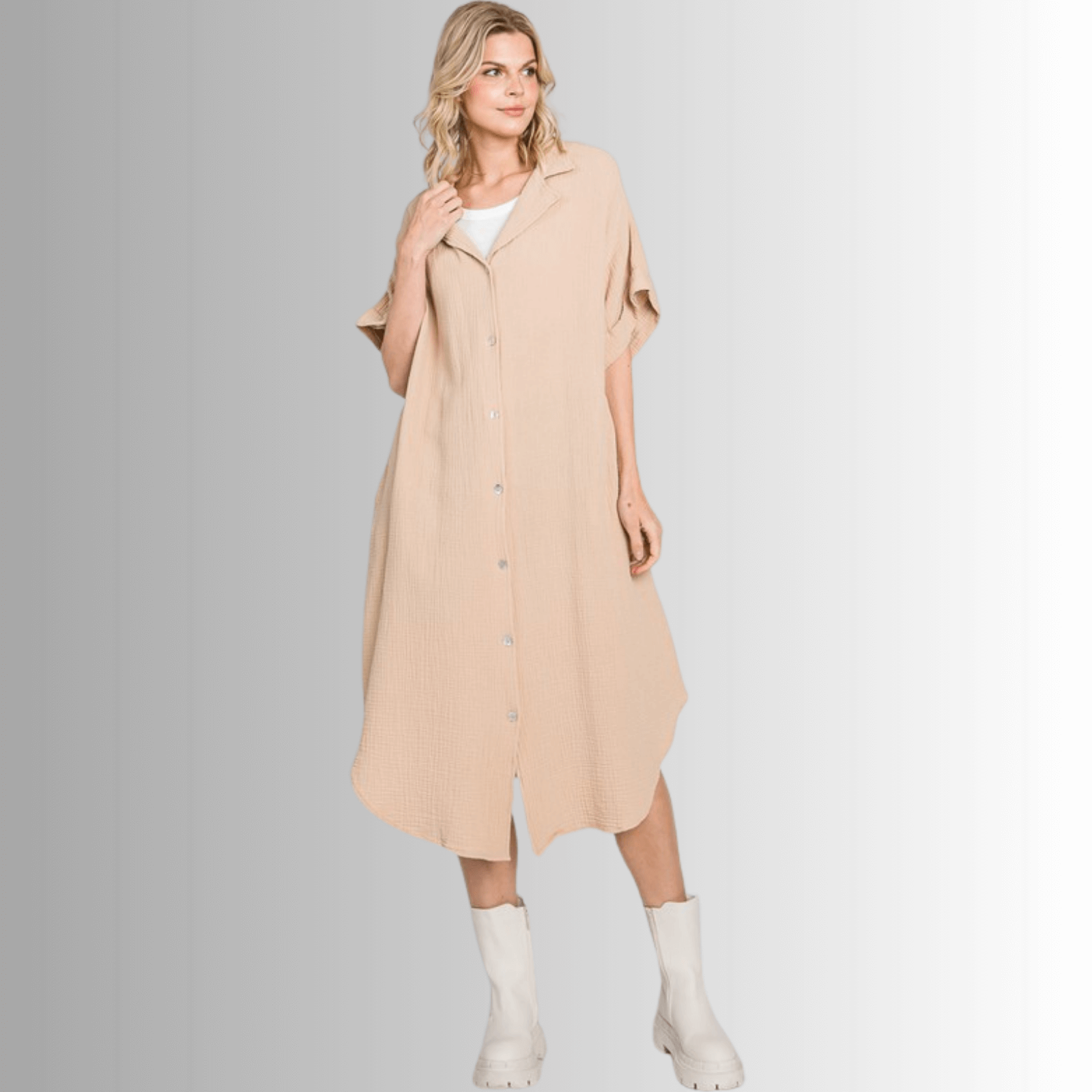 Phoebe Cotton Gauze Shirt Dress for Effortless Style and Comfort