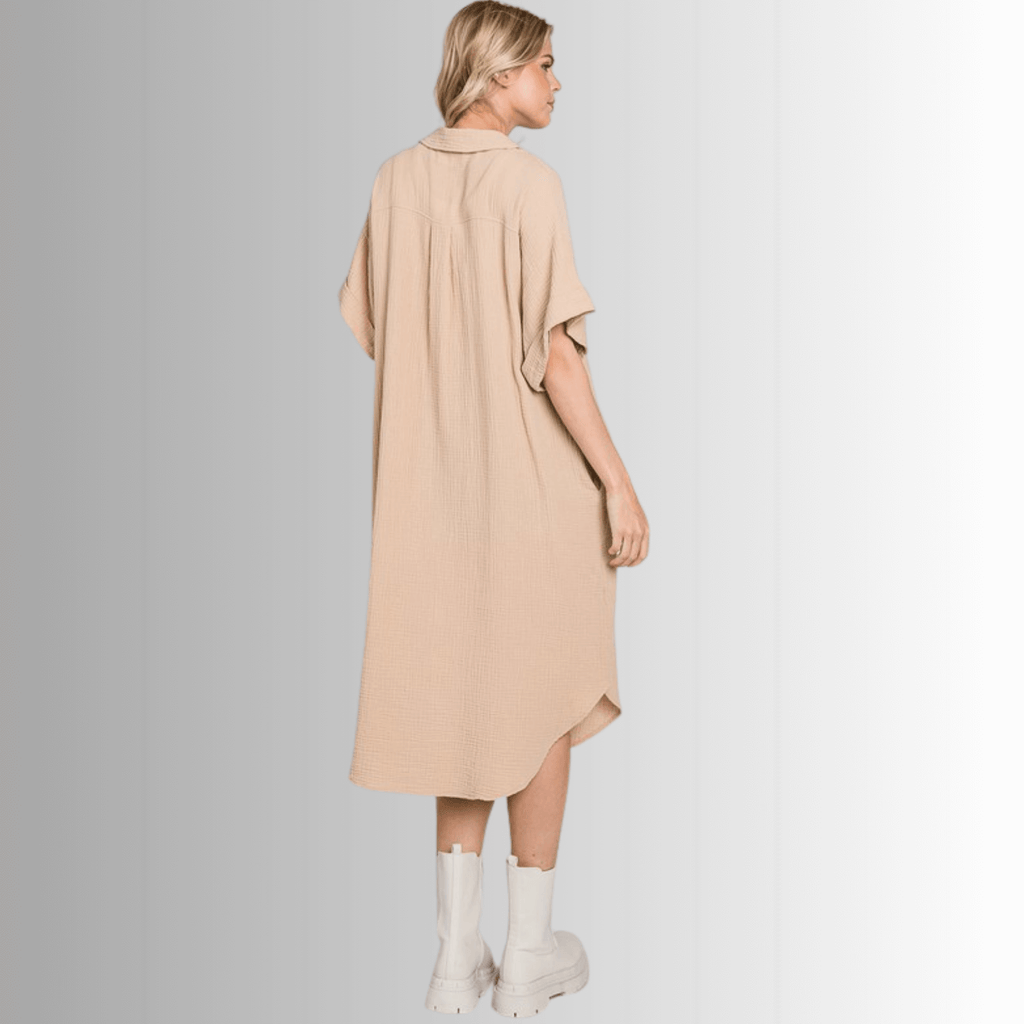 Phoebe Cotton Gauze Shirt Dress for Effortless Style and Comfort