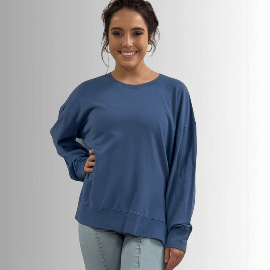 Tessa Lightweight French Terry Sweatshirt - Black, Made in USA