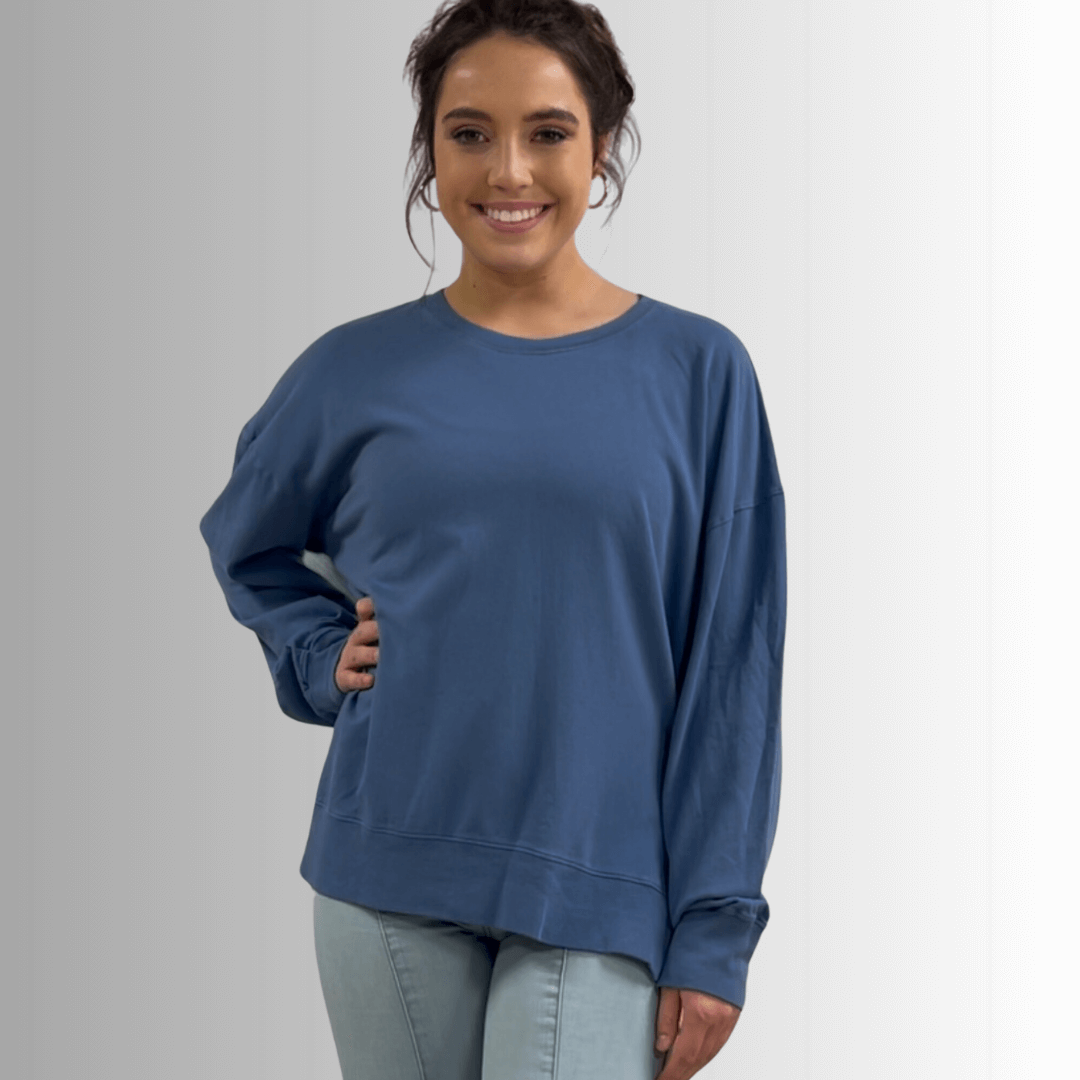 Tessa Lightweight French Terry Sweatshirt - Black, Made in USA