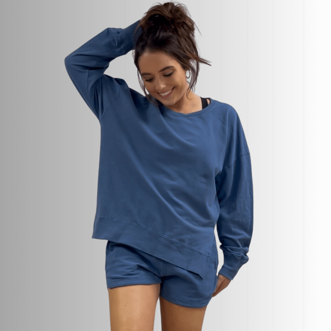 Tessa Lightweight French Terry Sweatshirt - Black, Made in USA