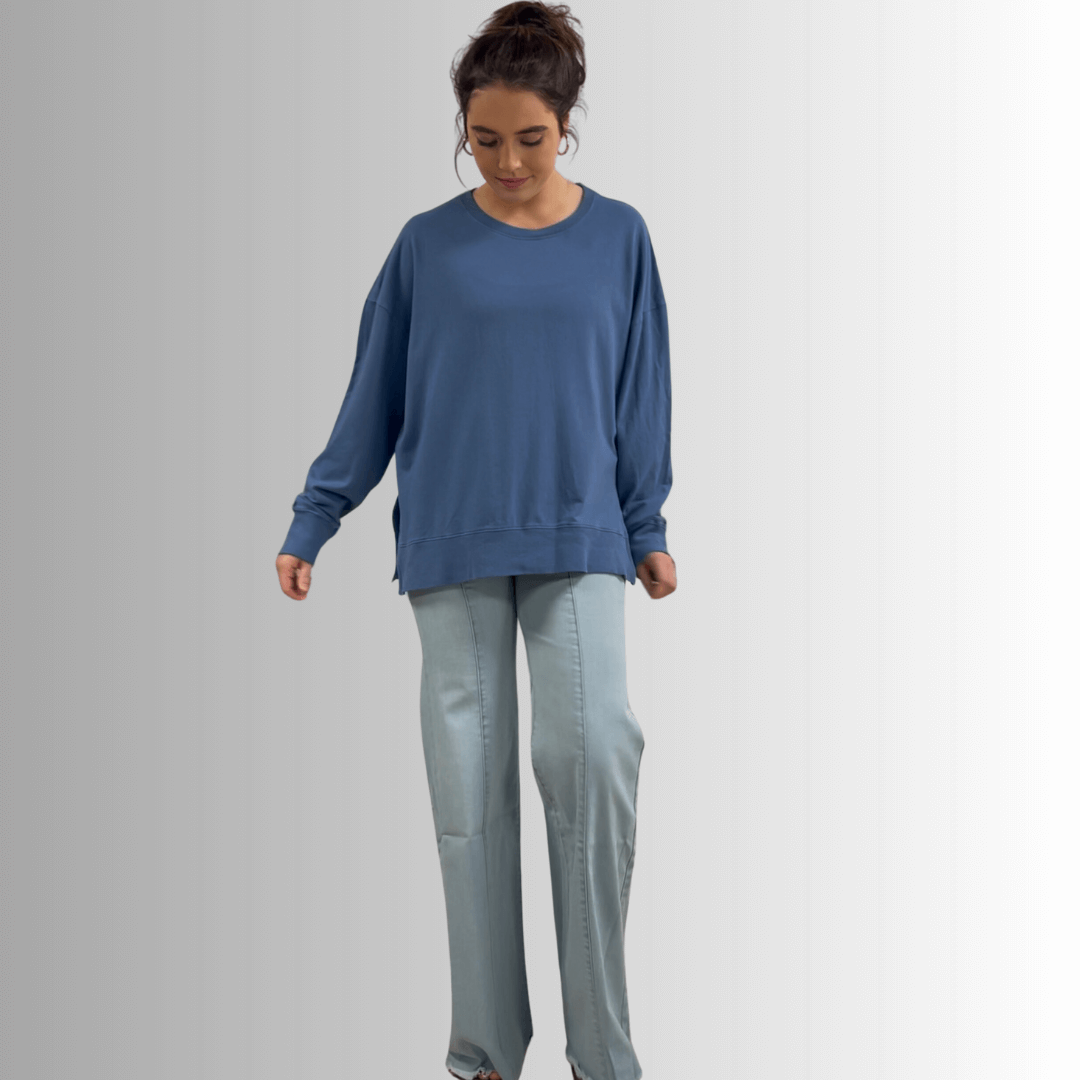 Tessa Lightweight French Terry Sweatshirt - Black, Made in USA