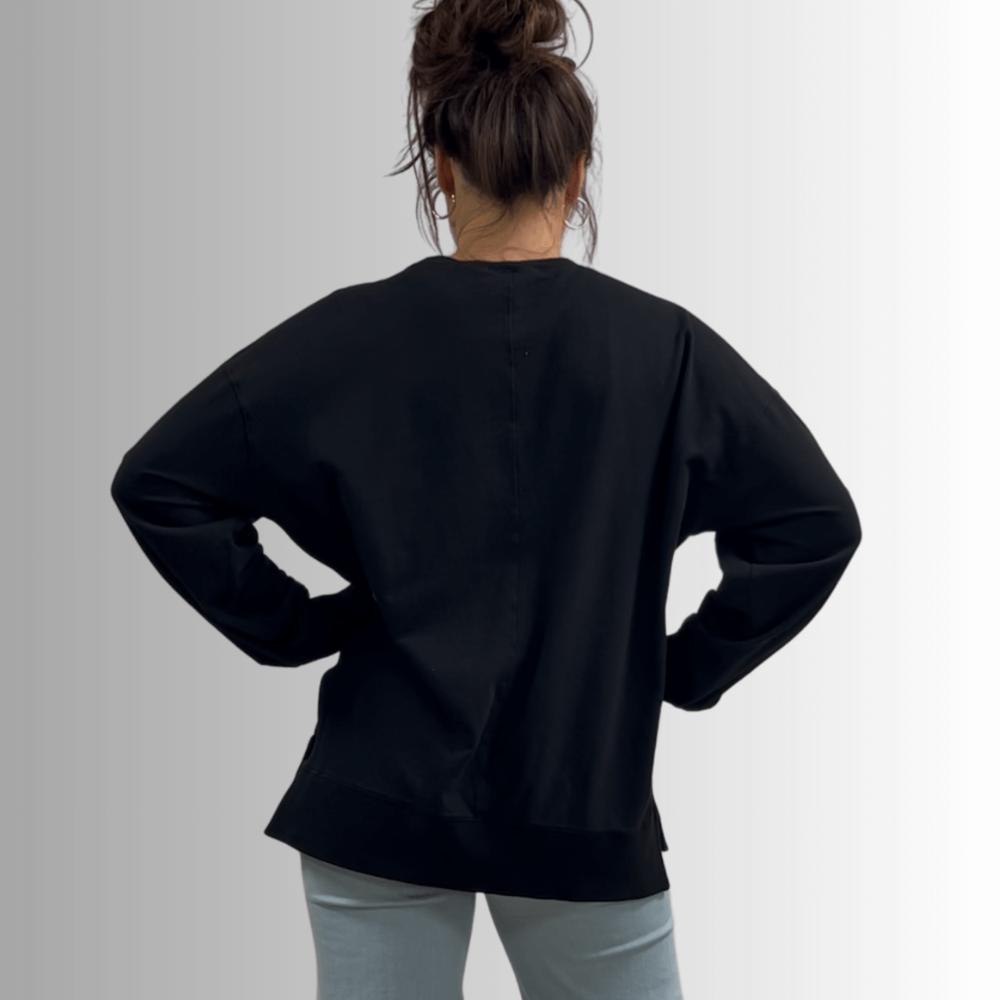 Tessa Lightweight French Terry Sweatshirt - Black, Made in USA