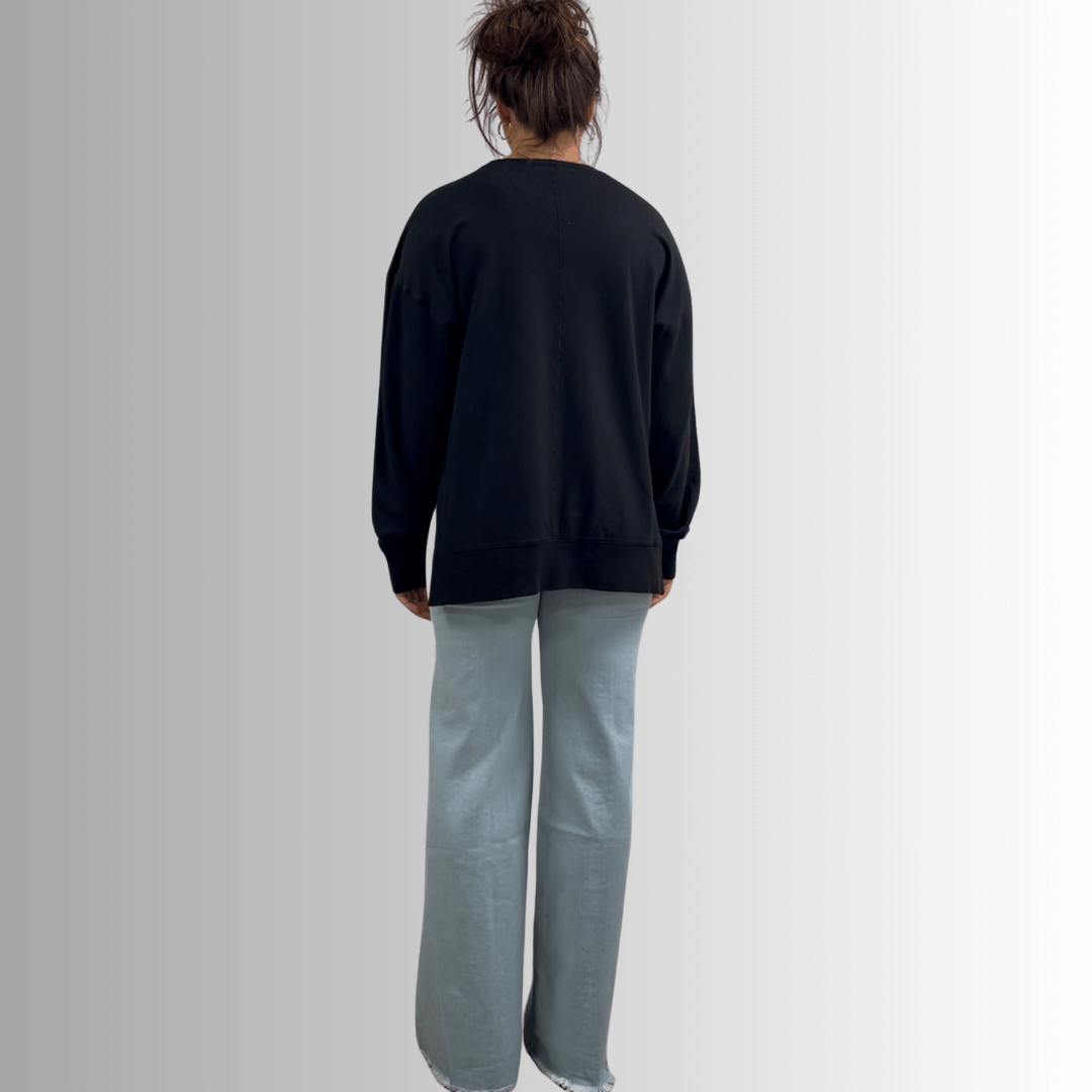 Tessa Lightweight French Terry Sweatshirt - Black, Made in USA