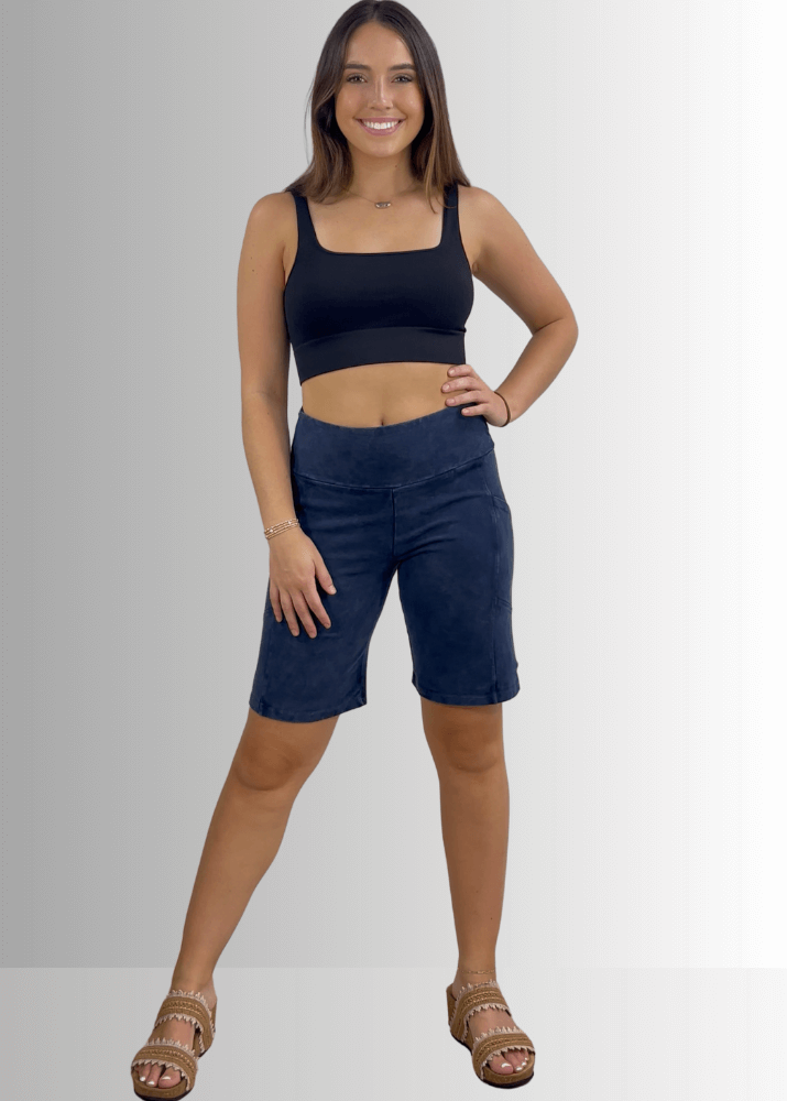 Perfect Fit Hybrid Cotton Shorts in Dark Moss Green
