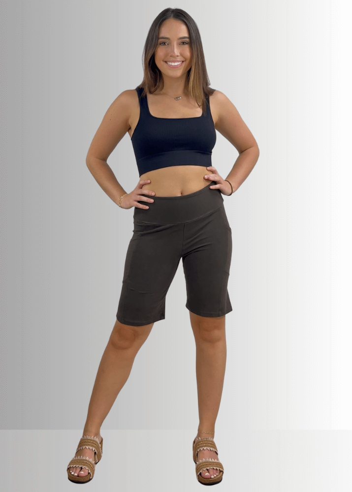 Perfect Fit Hybrid Cotton Shorts in Dark Moss Green