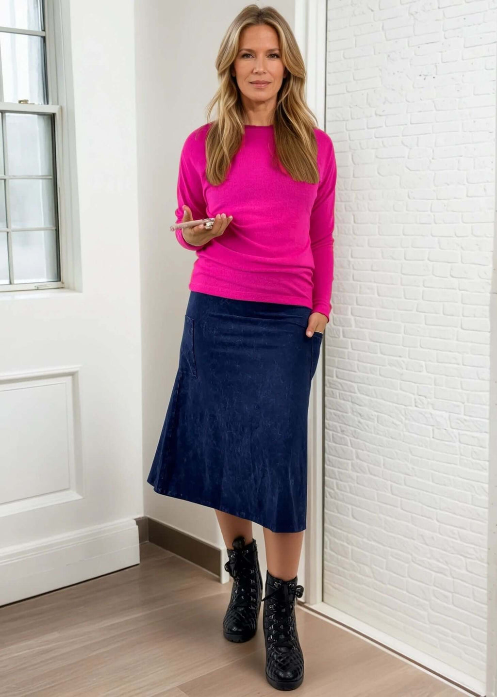 Alyssa Very Versatile Light Denim Cotton Skirt