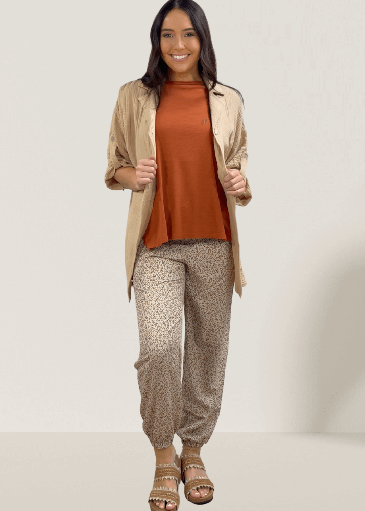 Aubree Cotton Slub Top in Gingerbread - Garment Dyed Comfort