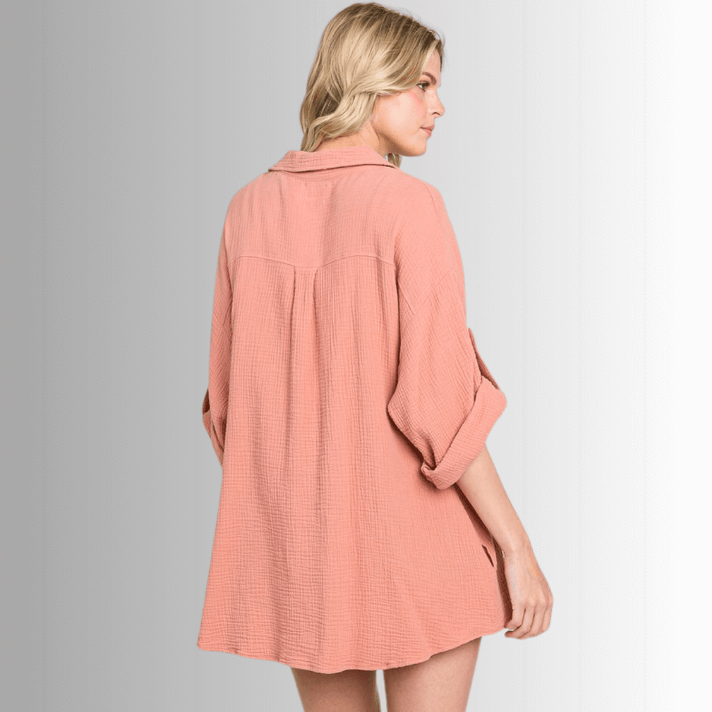 Rachel Cotton Gauze Button Down Top for Effortless Style