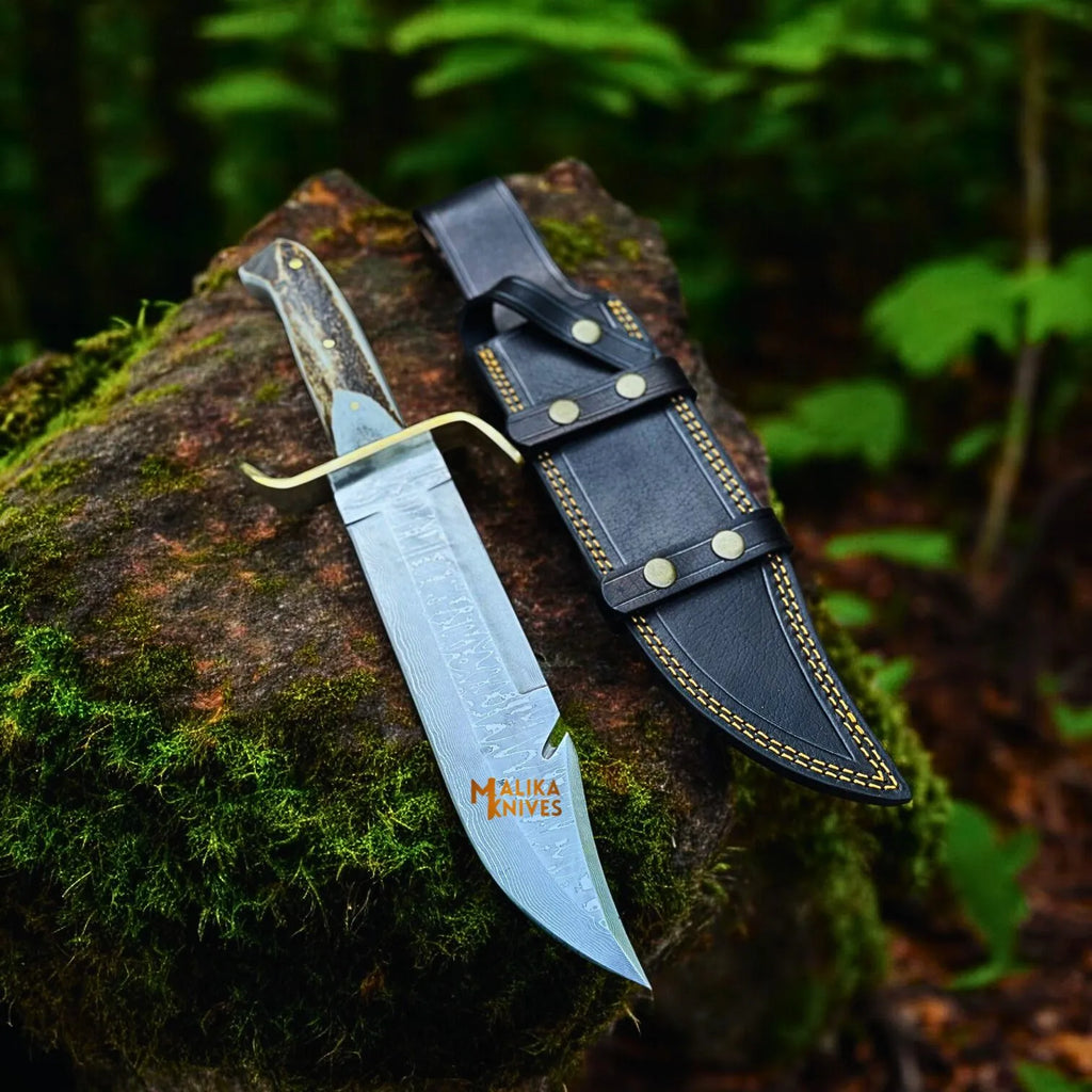 Elevate Your Outdoor Adventures with the Damascus Bowie Knife with Gut Hook - RFE Marketing Ventures