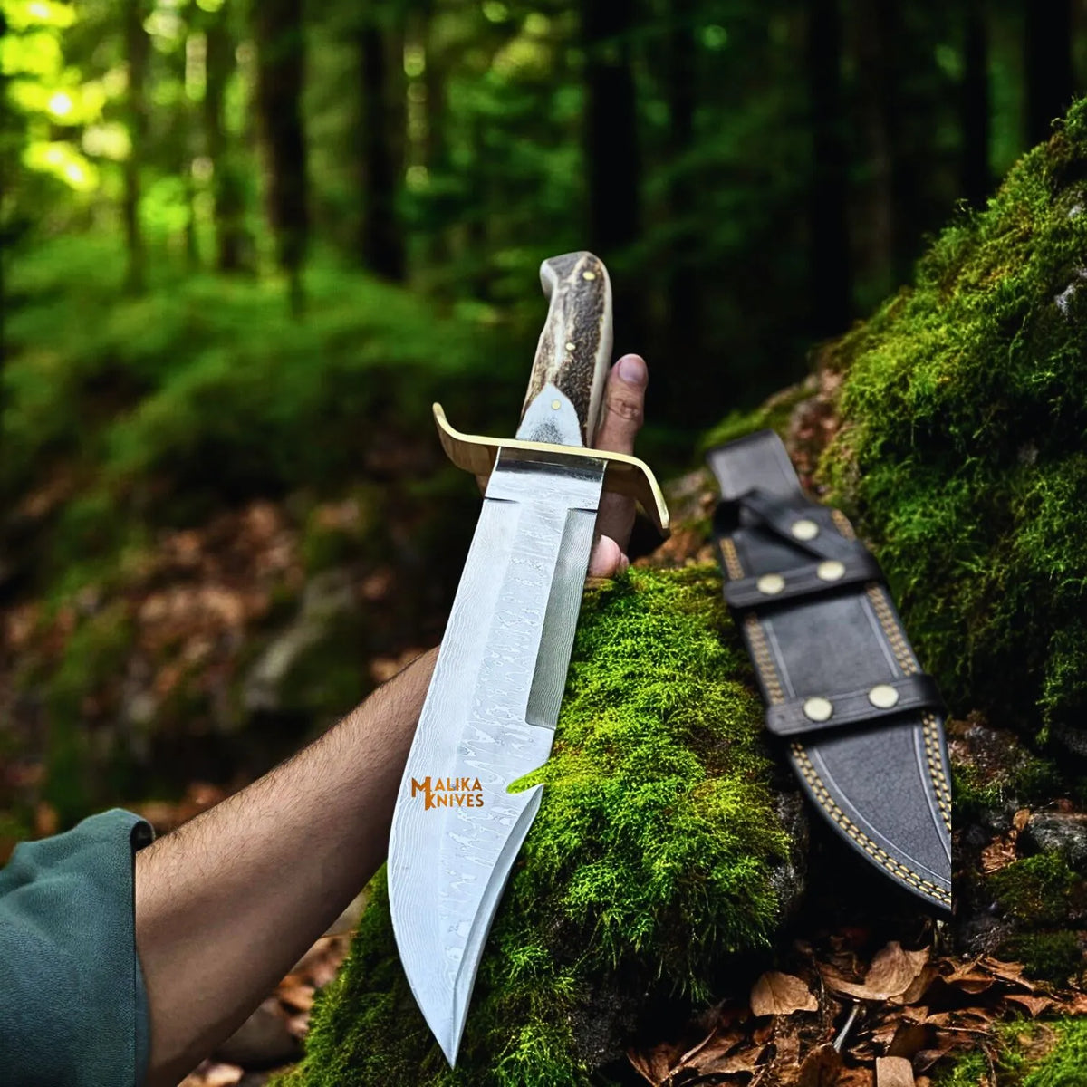 Elevate Your Outdoor Adventures with the Damascus Bowie Knife with Gut Hook - RFE Marketing Ventures