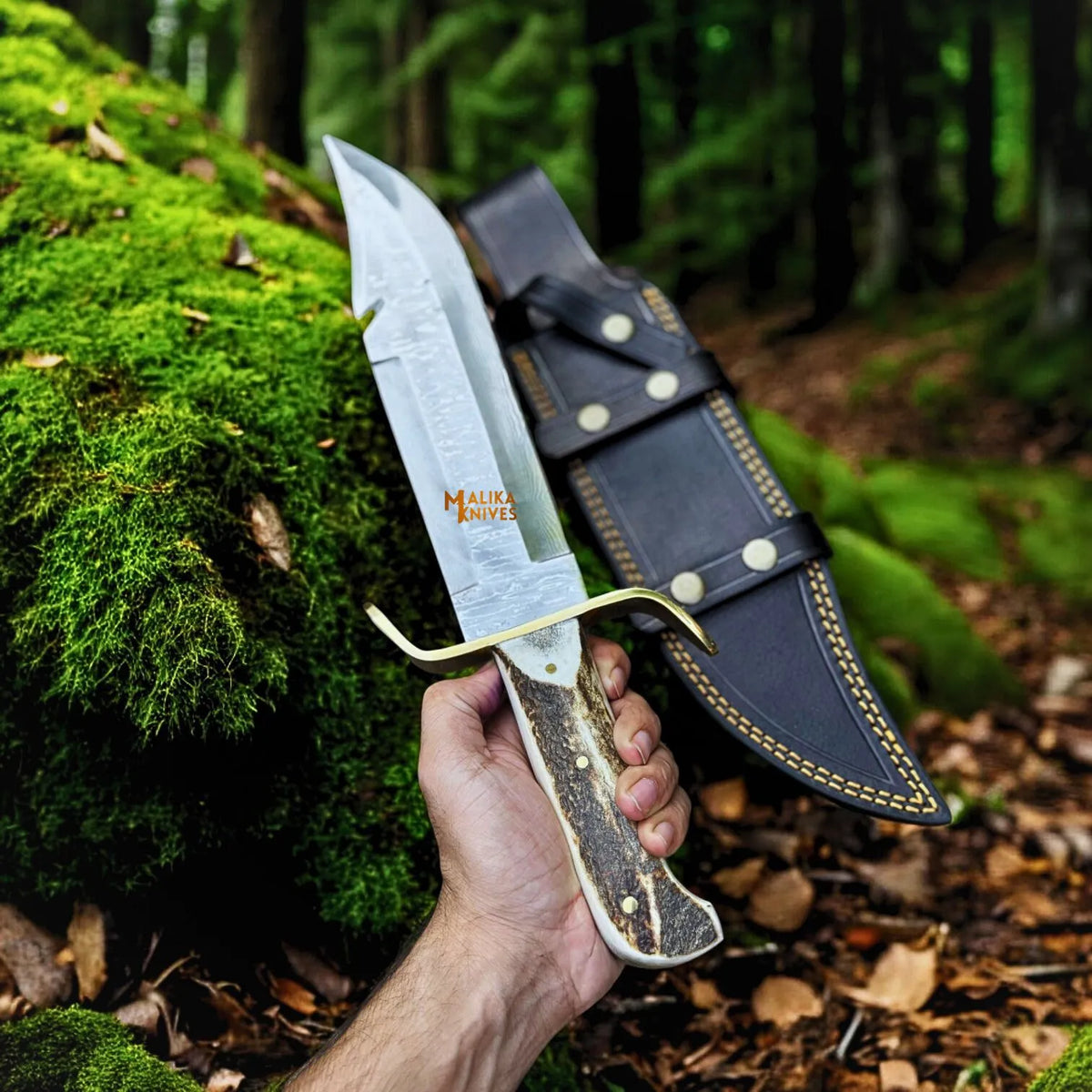 Elevate Your Outdoor Adventures with the Damascus Bowie Knife with Gut Hook - RFE Marketing Ventures