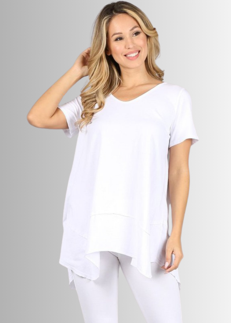 Shark Bite Hem Tee for Effortless Casual Style in Cotton