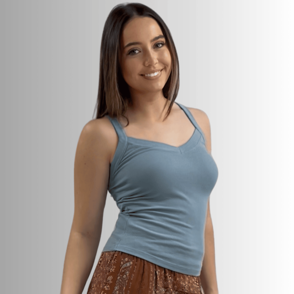 Harmony Premium Cotton Blue Sea Ribbed Tank Top