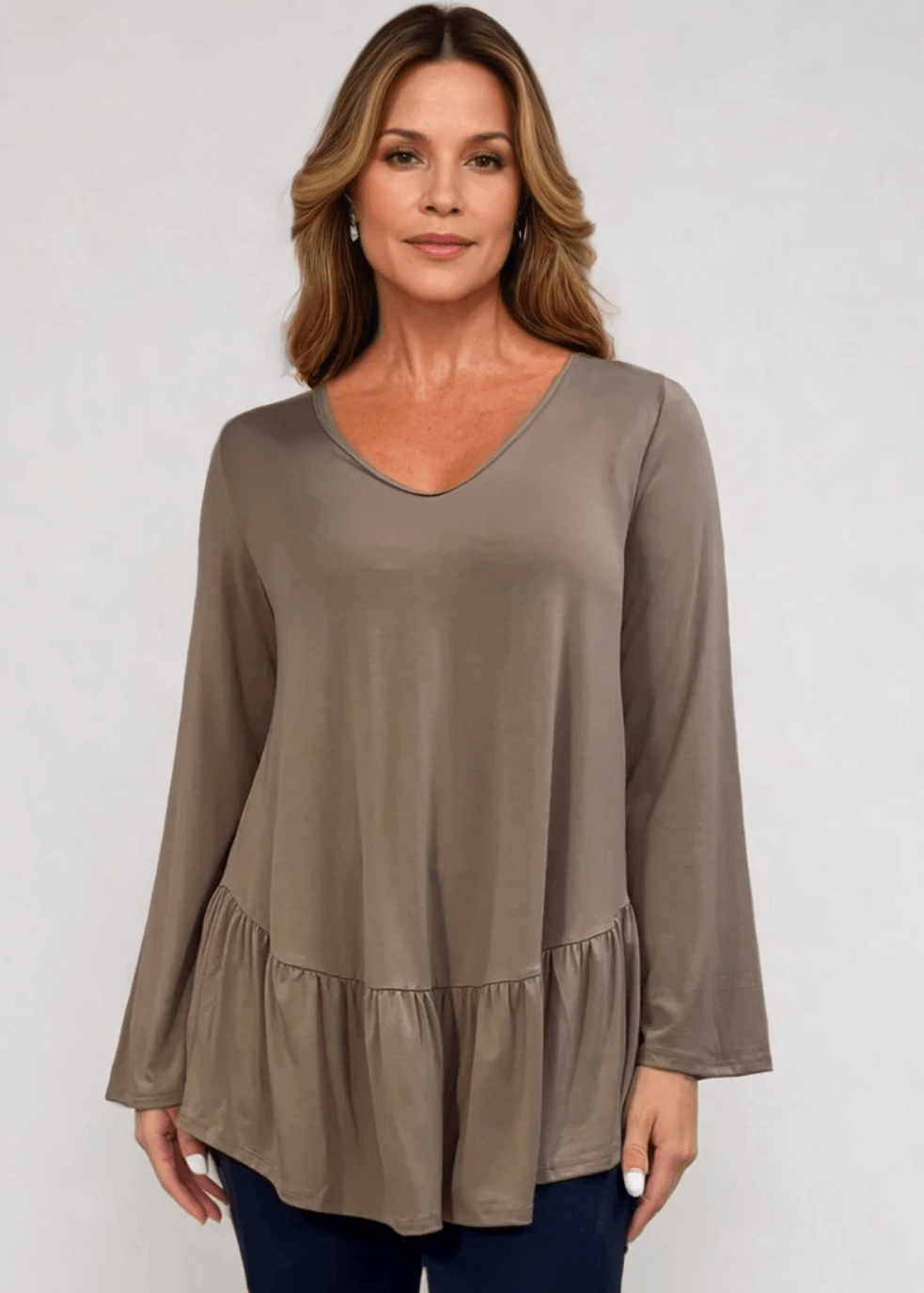 Ally Grab and Go Tunic with Flounce Ruffle Hem - Effortless Style and Comfort