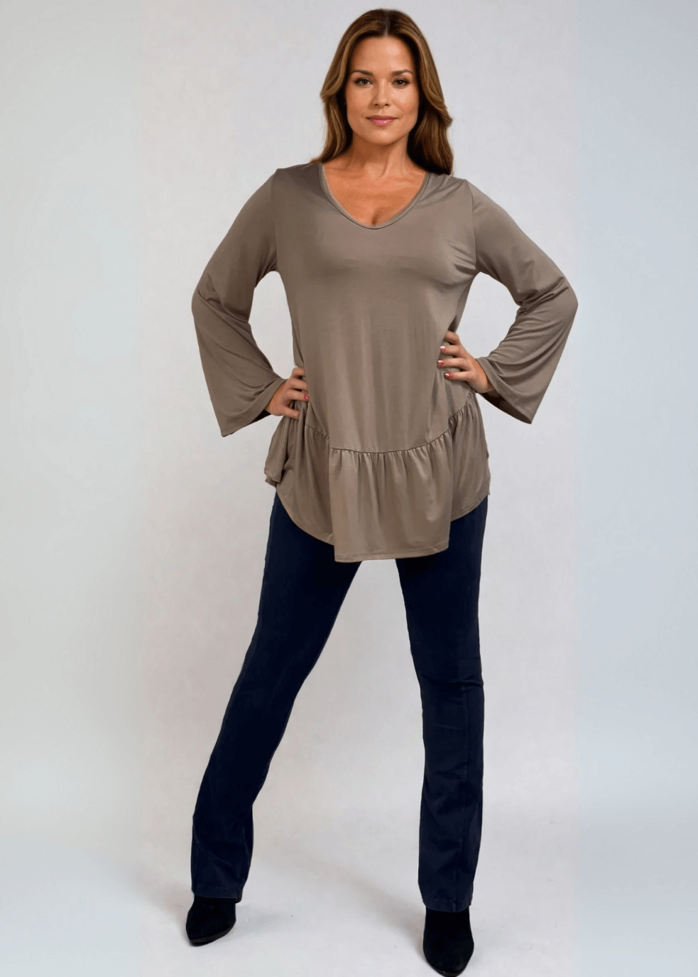 Ally Grab and Go Tunic with Flounce Ruffle Hem - Effortless Style and Comfort