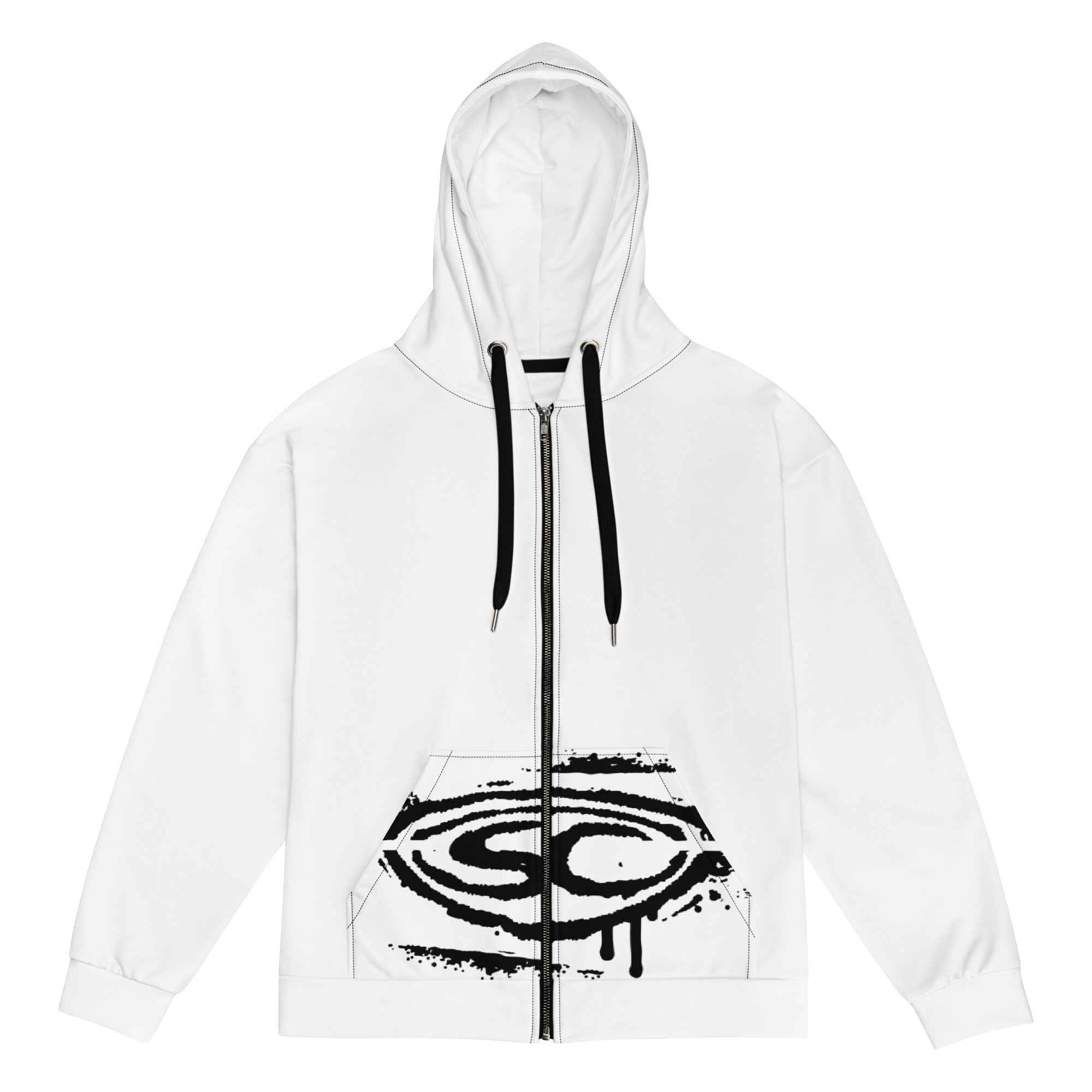 Allover SC Skull Print Unisex Zip Hoodie - Trendy and Comfortable Style