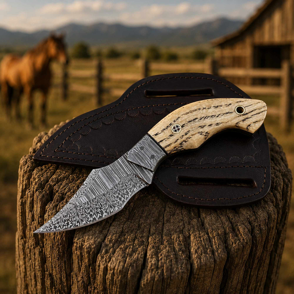 Damascus EDC Cowboy Knife: Versatile Companion for Everyday Carry - RFE Marketing Ventures