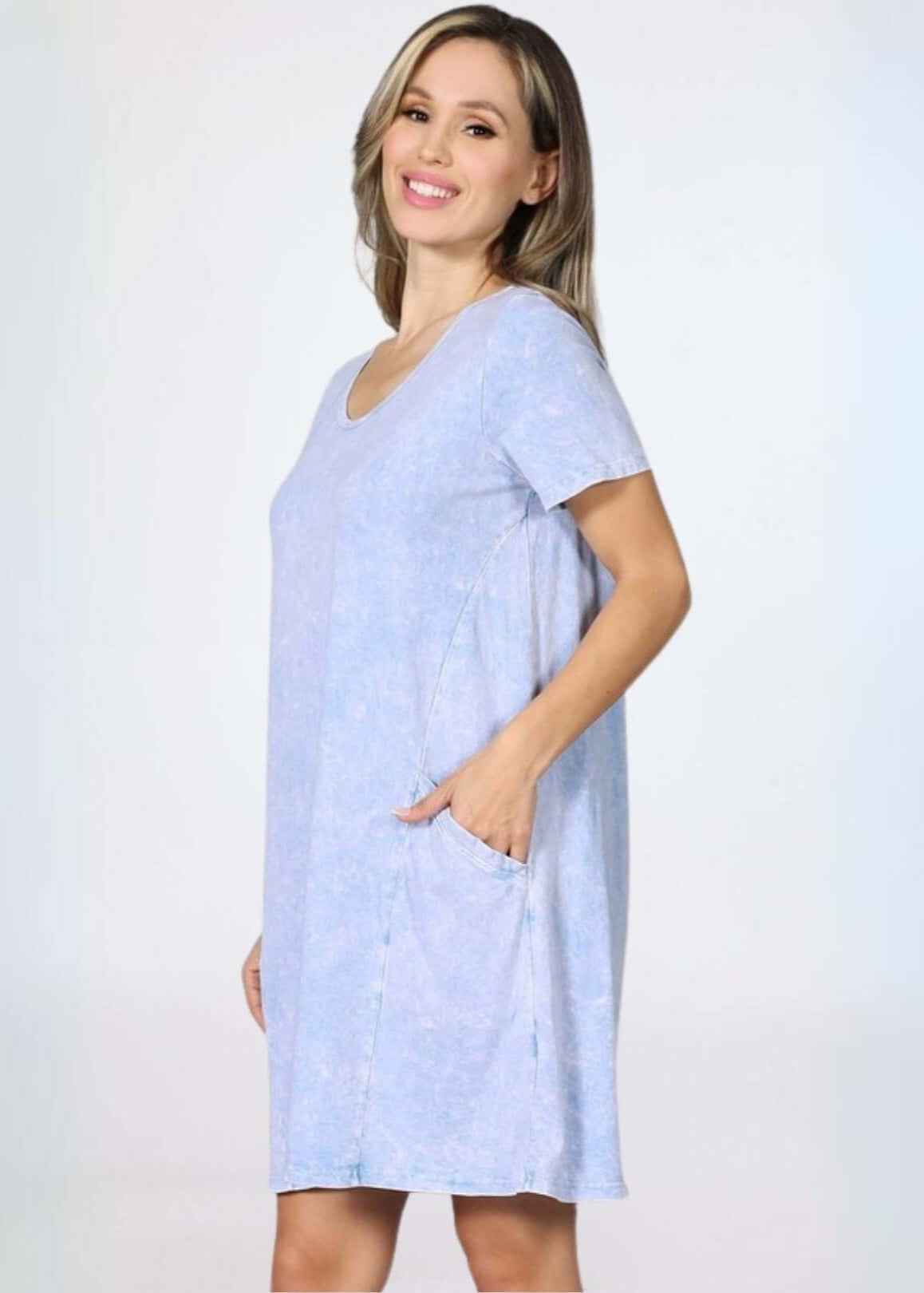 Easy Going Casual Cotton Dress with Short Sleeves - Perfect Everyday Style