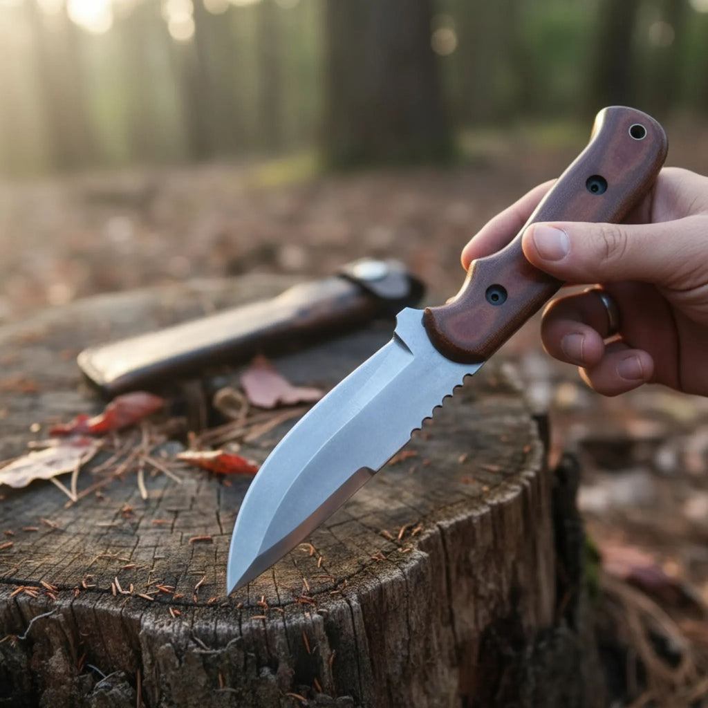 D2 Hunting Knife with Leather Sheath - Your Ultimate Companion for Outdoor Adventures - RFE Marketing Ventures
