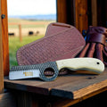 D2 Rasp Steel Bull Cutter Knife Camel Bone Handle