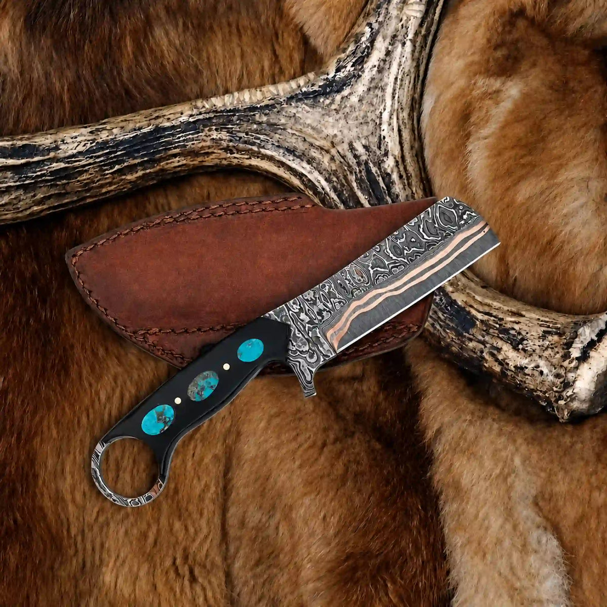 Bull Cutter Knife with Copper Damascus: A Rugged Tool for Every Rancher - RFE Marketing Ventures