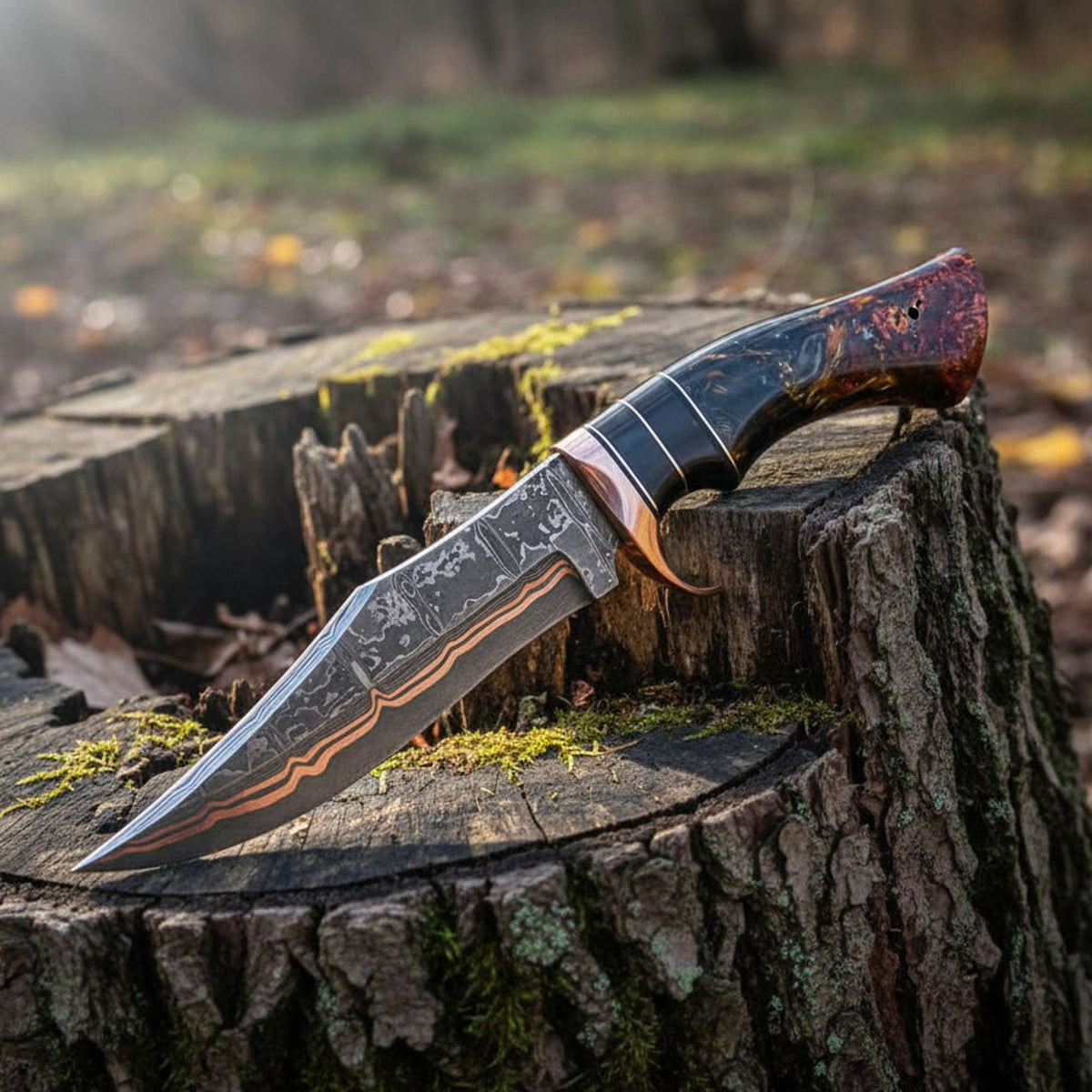 Handmade Copper Damascus Bowie Knife – Experience Unmatched Craftsmanship - RFE Marketing Ventures