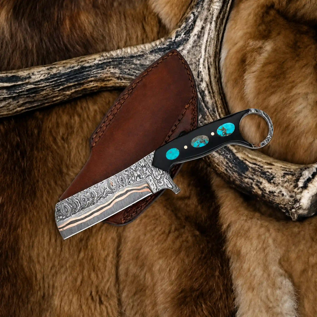 Bull Cutter Knife with Copper Damascus: A Rugged Tool for Every Rancher - RFE Marketing Ventures