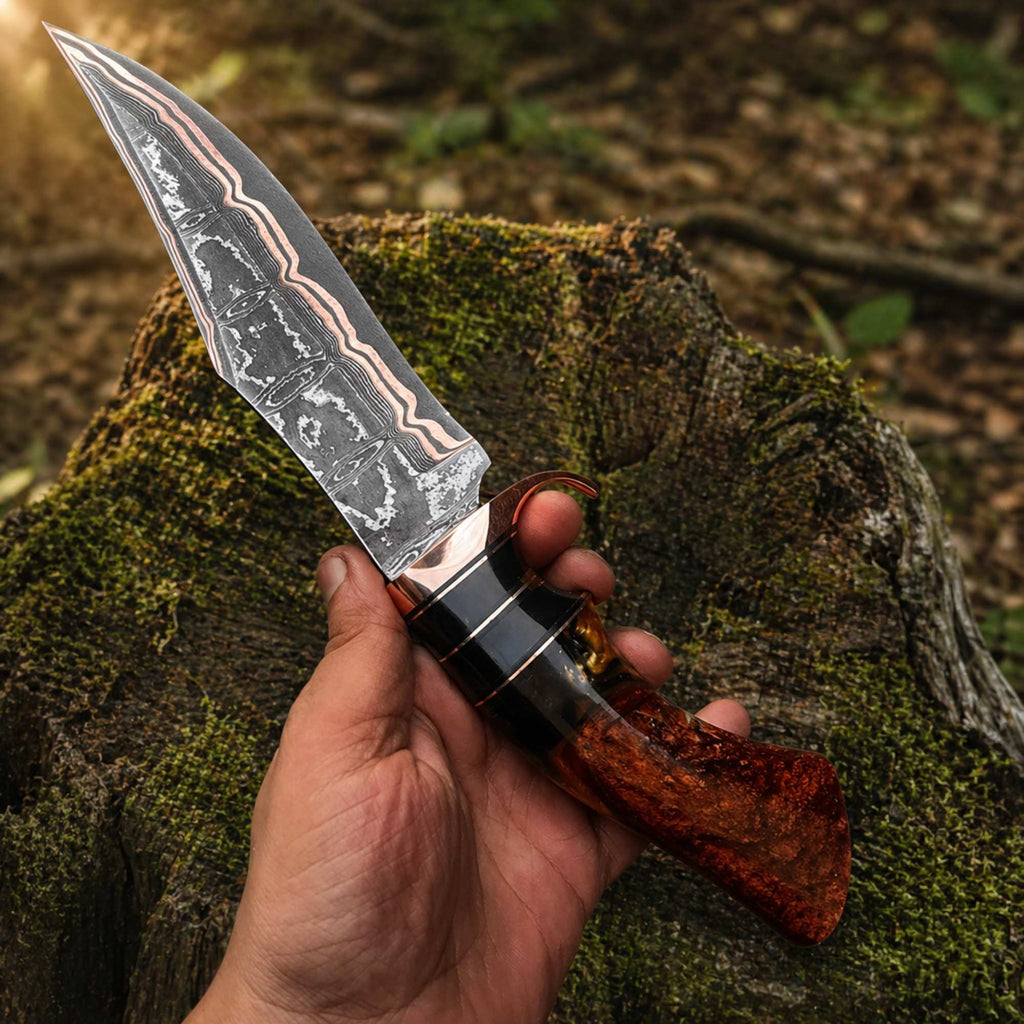Handmade Copper Damascus Bowie Knife – Experience Unmatched Craftsmanship - RFE Marketing Ventures