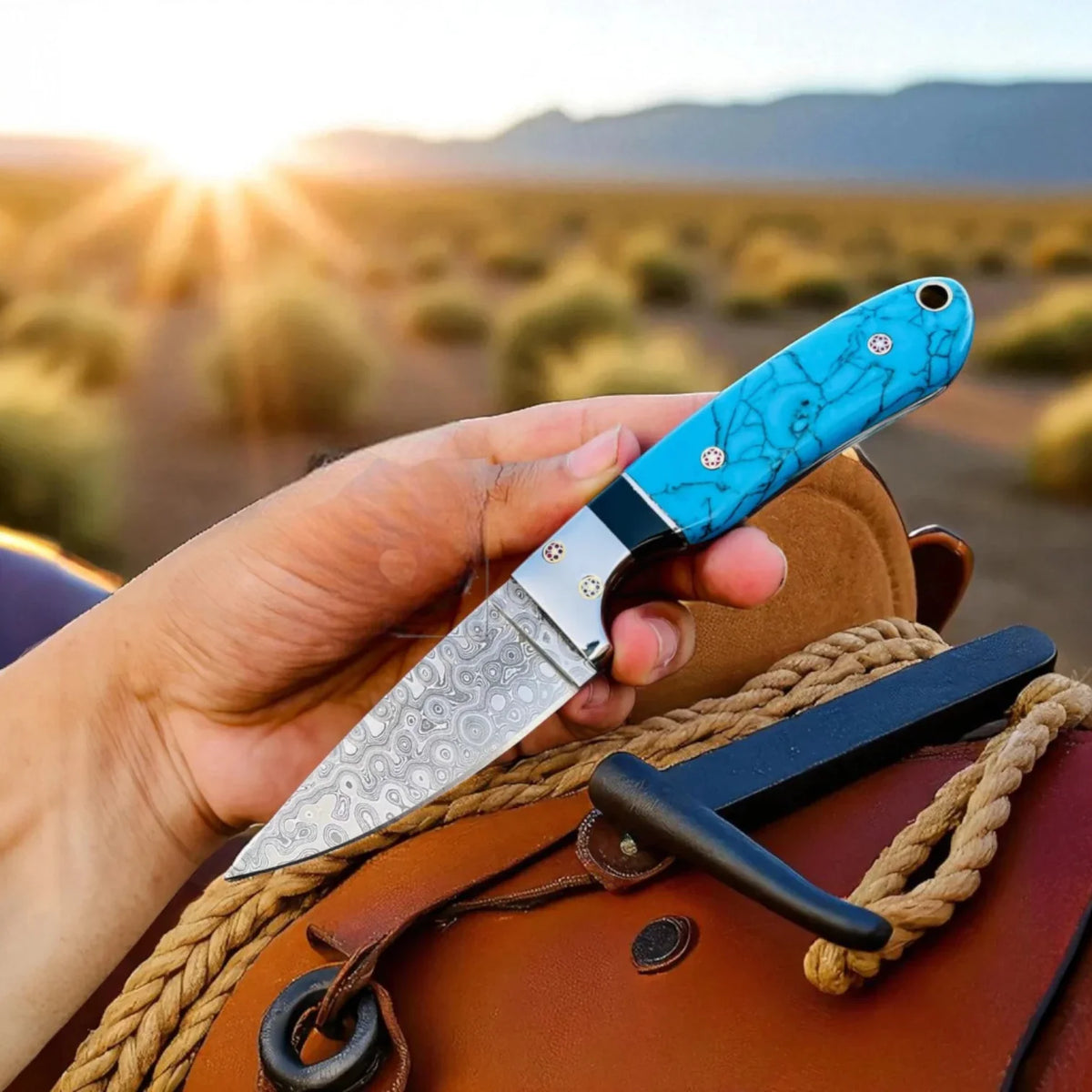 Cowboy Hunting Knife Damascus Steel - Your Ultimate Outdoor Companion - RFE Marketing Ventures