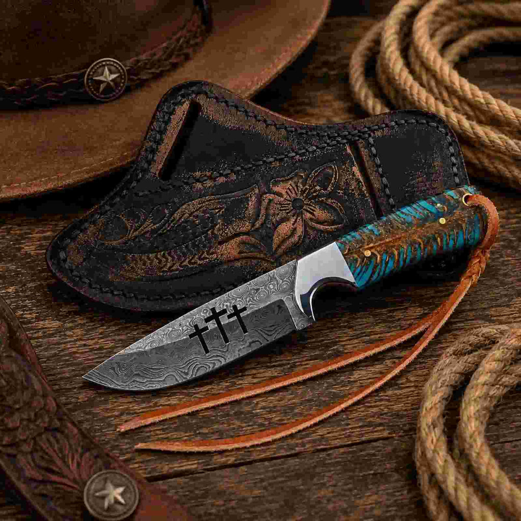 Premium Damascus Steel Cowboy Knife – The Ultimate Companion for Adventurers and Collectors - RFE Marketing Ventures