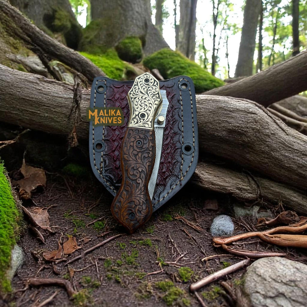 Custom Damascus Steel Folding Knife – Handcrafted Elegance and Utility - RFE Marketing Ventures
