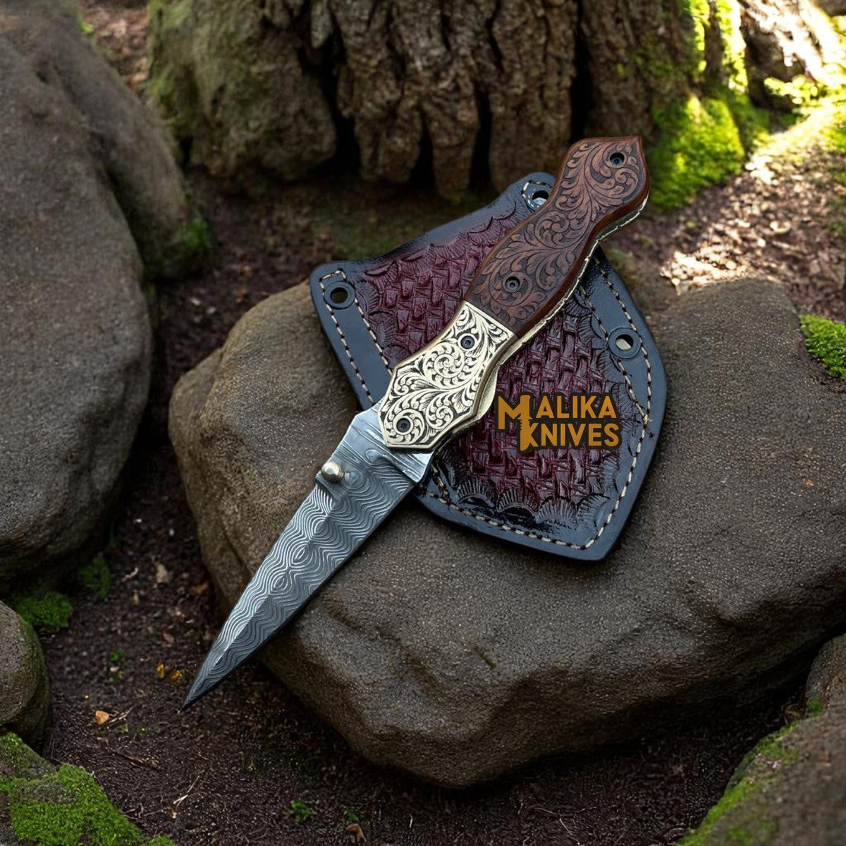 Custom Damascus Steel Folding Knife – Handcrafted Elegance and Utility - RFE Marketing Ventures