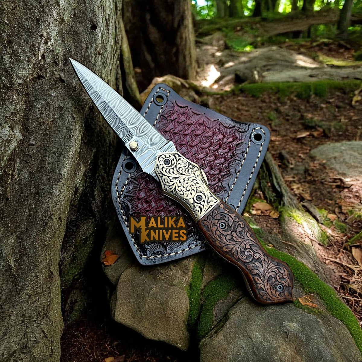 Custom Damascus Steel Folding Knife – Handcrafted Elegance and Utility - RFE Marketing Ventures