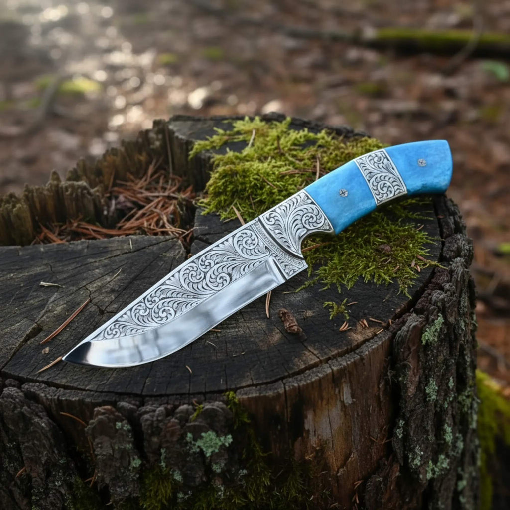 Hand Engraved D2 Hunting Knife - Elevate Your Hunting Experience - RFE Marketing Ventures