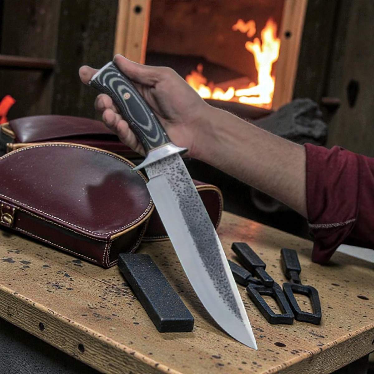 D2 Steel Bowie Knife – Durable G10 Handle & Leather Sheath for Outdoor Enthusiasts - RFE Marketing Ventures