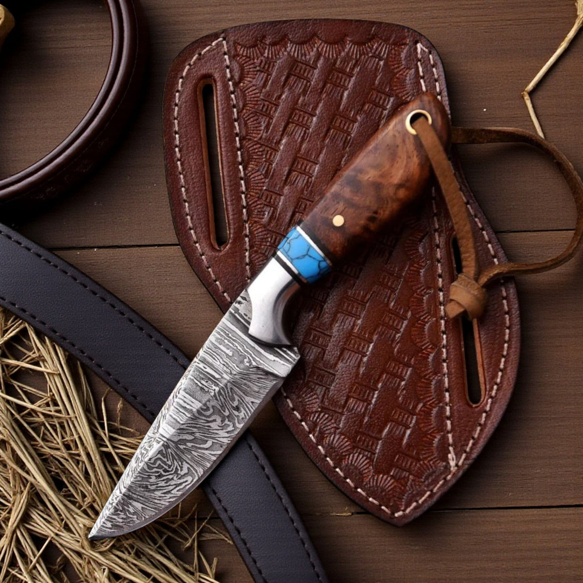 Experience True Craftsmanship with the Damascus Cowboy Hunting Knife - RFE Marketing Ventures