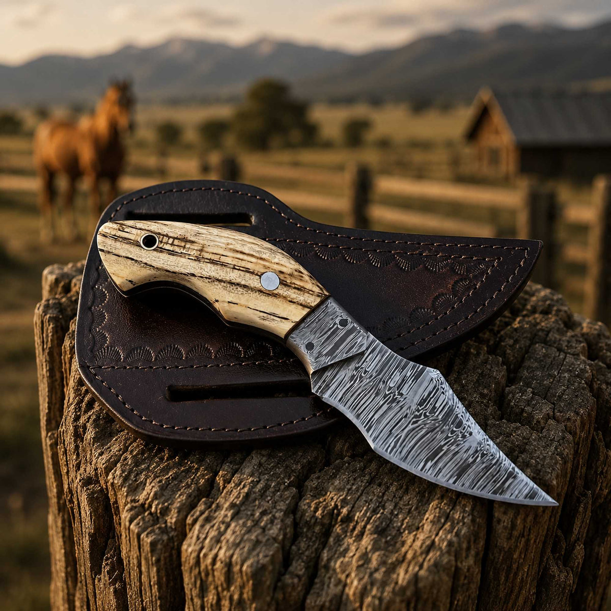 Damascus EDC Cowboy Knife: Versatile Companion for Everyday Carry - RFE Marketing Ventures
