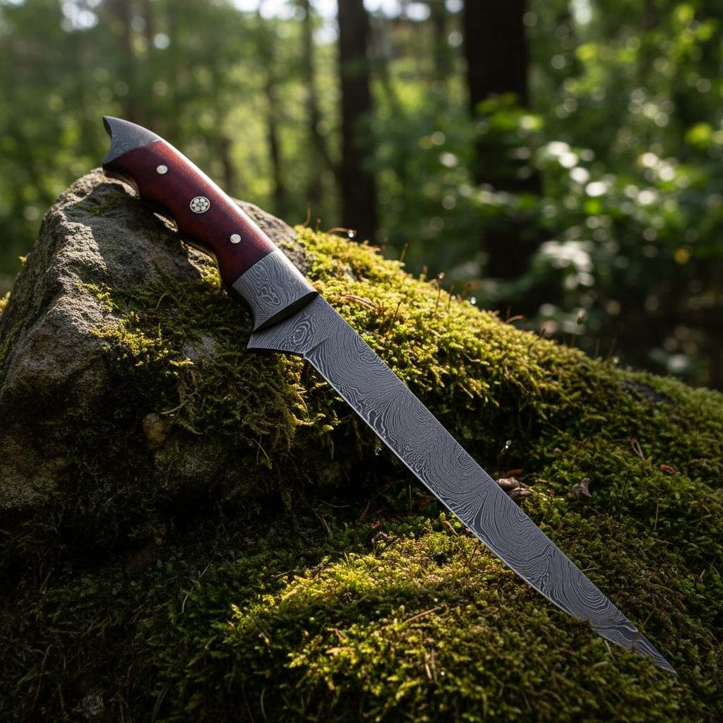 Damascus Fishing Fillet Knife - Precision Craftsmanship & Control - RFE Marketing Ventures