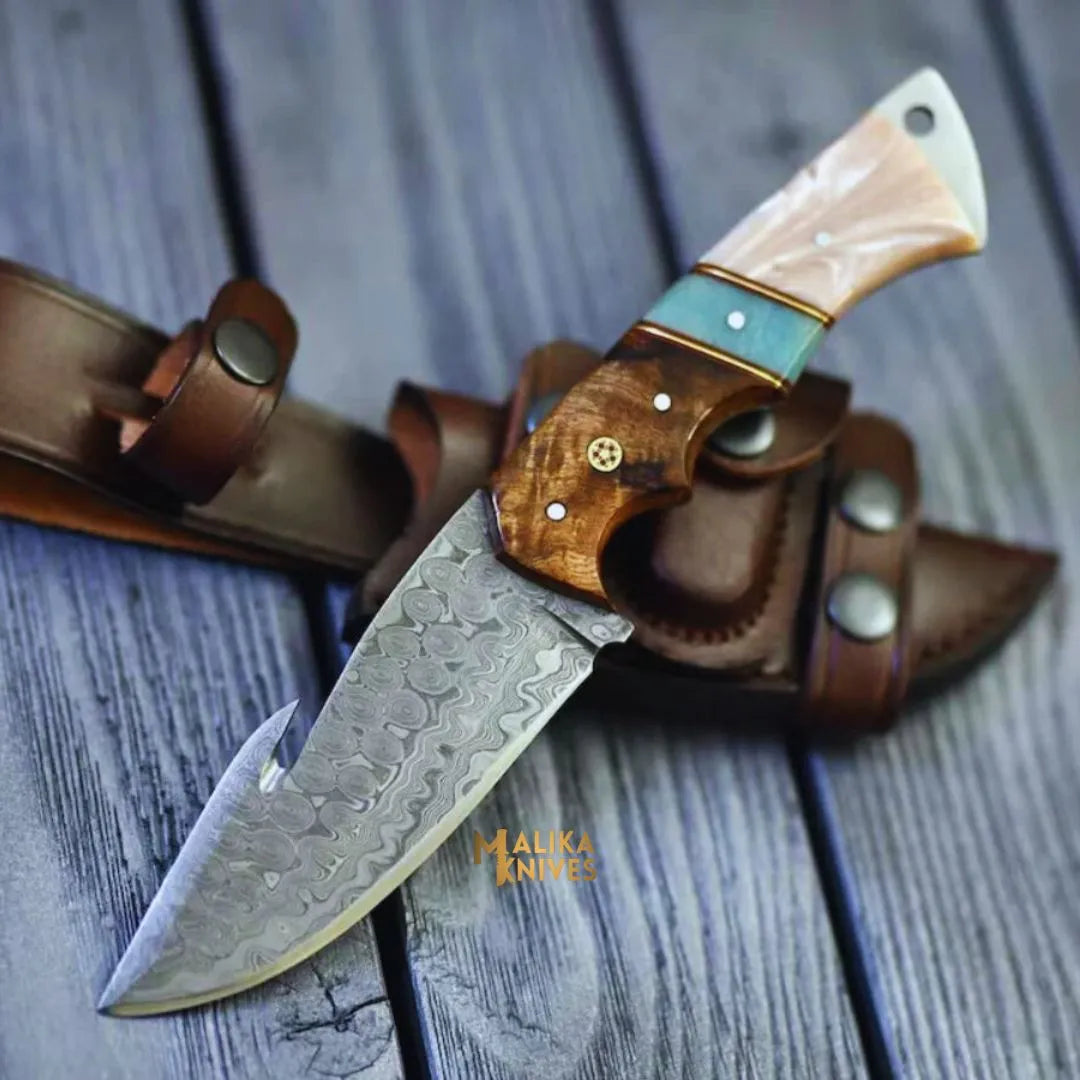 Experience Precision with the Damascus Gut Hook Hunting Knife - RFE Marketing Ventures