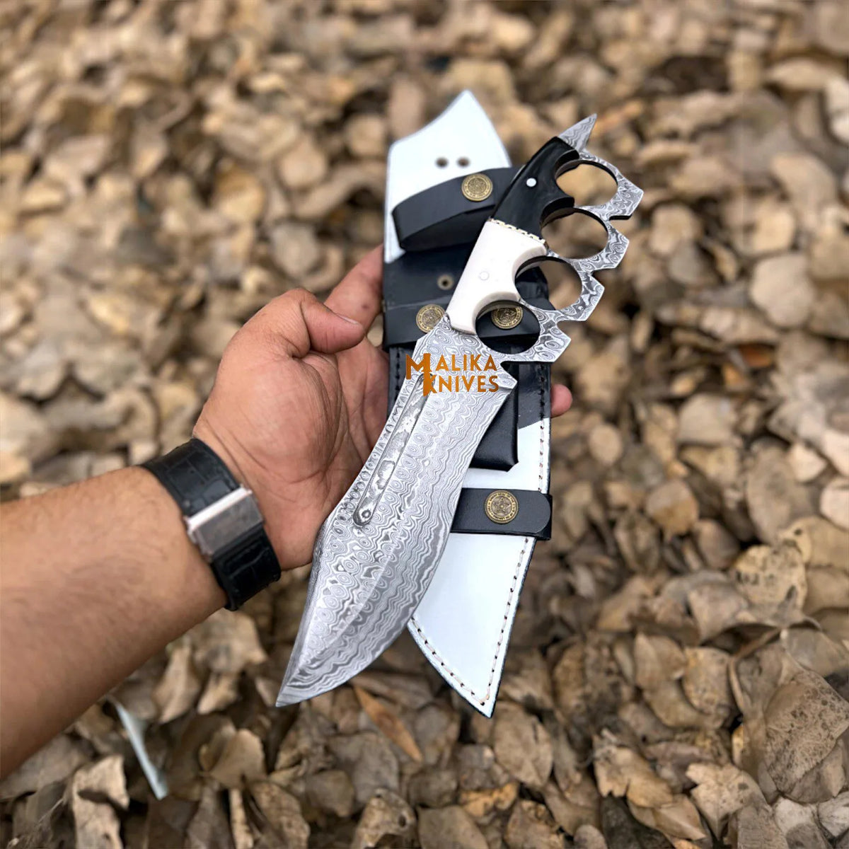 Experience Precision and Style with the Damascus Knuckle Bowie Knife - RFE Marketing Ventures