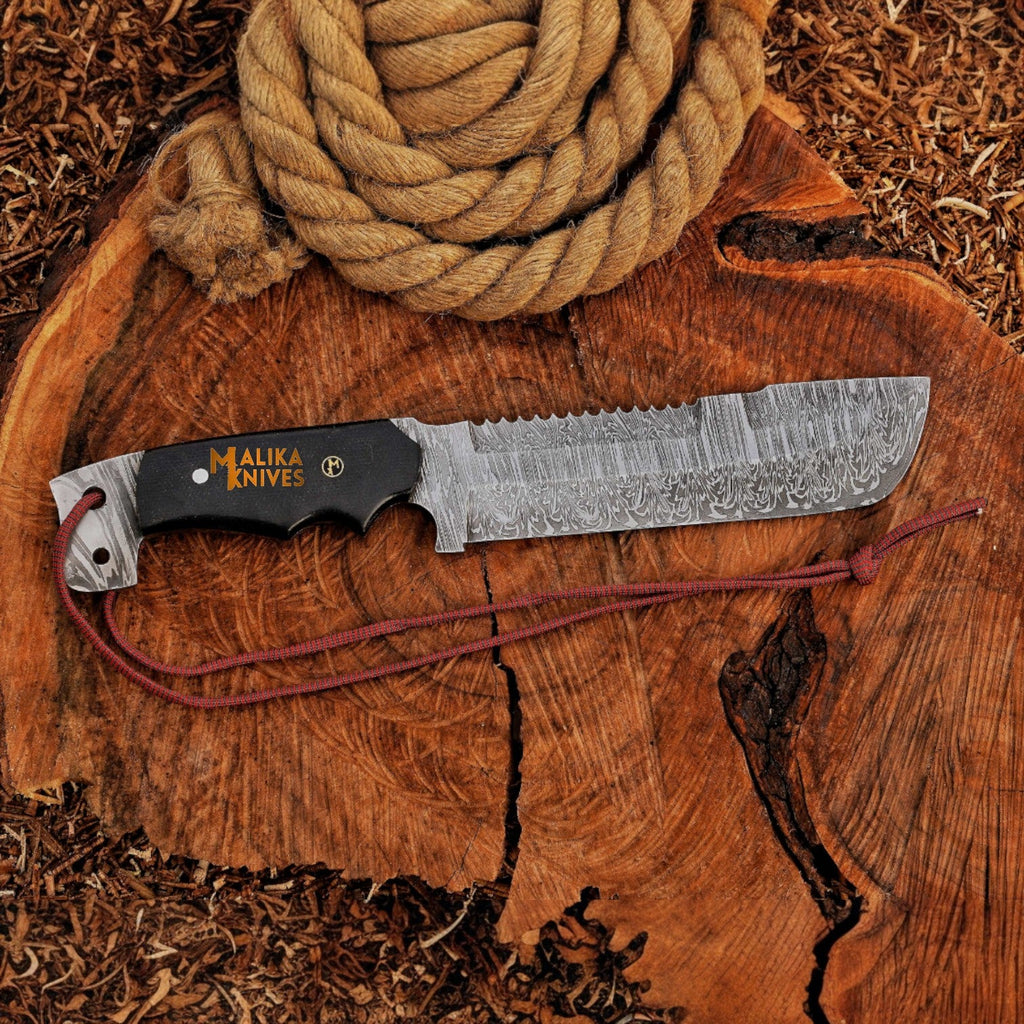 13 Inch Damascus Steel Bowie Knife – Handcrafted Masterpiece by Malika Knives - RFE Marketing Ventures