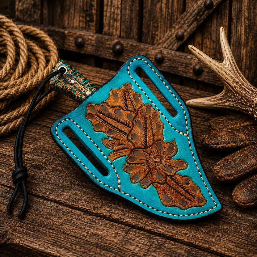 Handcrafted Cowboy Field Knife | Unique Rasp Steel Blade with Pine Cone Handle - RFE Marketing Ventures